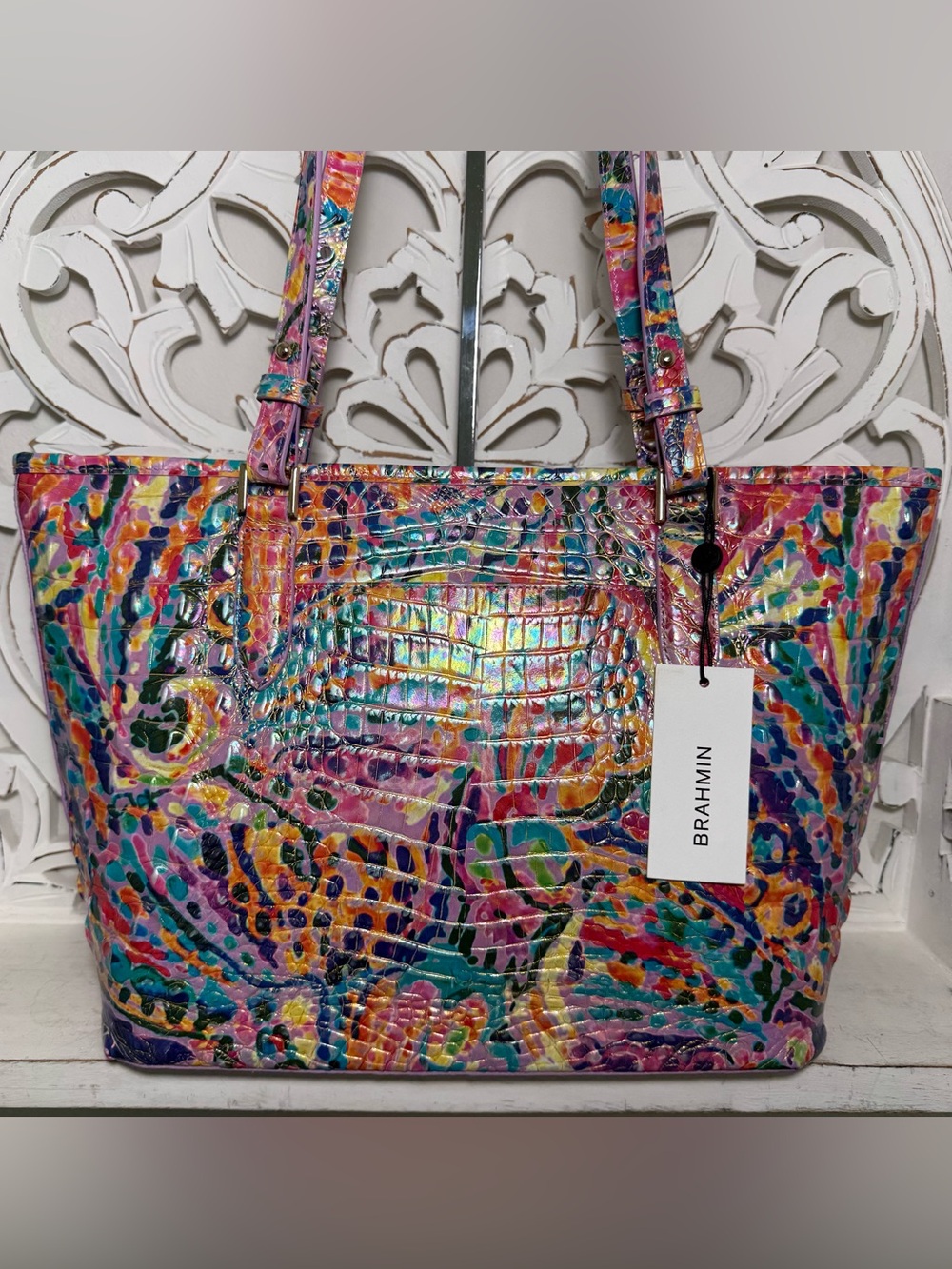 Brahmin Medium Asher Tote Rainbow Reef Melbourne Leather - Picture 8 of 9